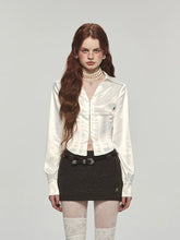 Stretchy Herringbone Satin Shirt
